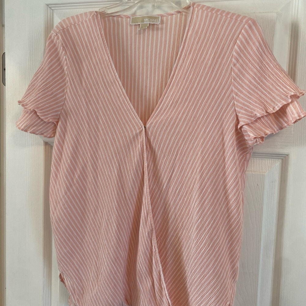 Michael Kors Pink and White Striped Blouse